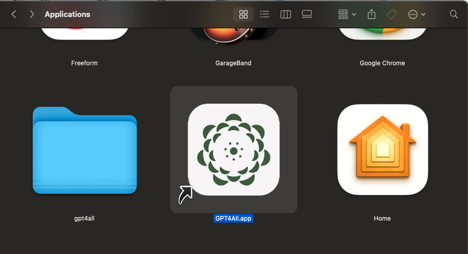 GPT4ALL.app in the Application folder.