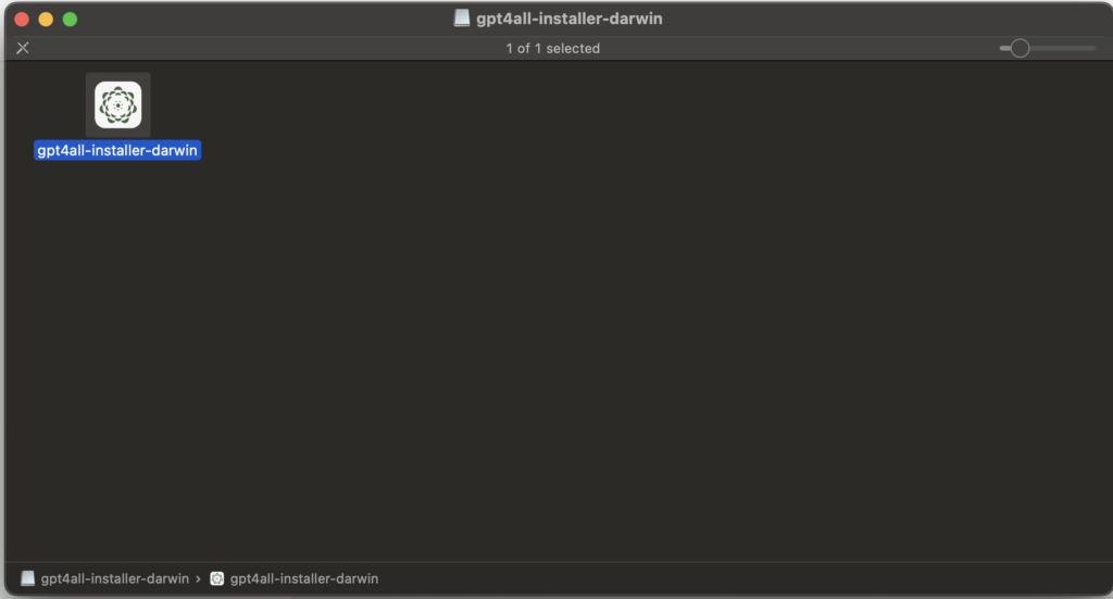 Shows gpt4all-installer-darwin app